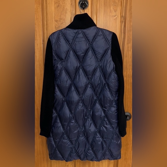 BERNARDO Knit Sleeve Diamond Quilt Puffer Coat Large - Picture 2 of 9